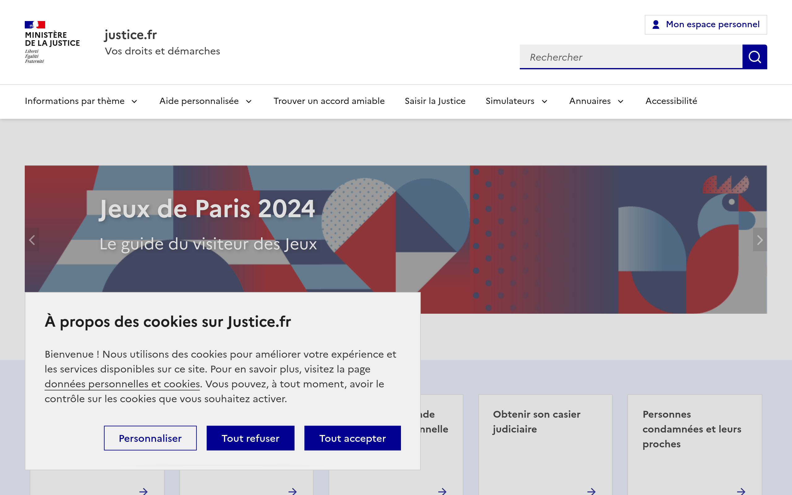 Copie d'écran de https://www.justice.fr